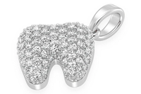 Pendentif dentaire en diamant naturel de conception classique personnalisée, coupe ronde, or massif 14 carats, 0,50 CTW, bijoux sertis de diamants