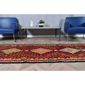 2.6x10.4 ft <b>Runner</b> Vintage Turkish Rug, <b>Red</b> Persian Wool Rug - Product Image 4