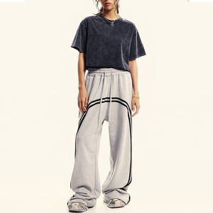 High Street Customized Logo Women Oversized <b>Cropped</b> Boxy T-Shirts Vintage Acid Wash Heavyweight Cotton T-Shirts for Women - Product Image 4