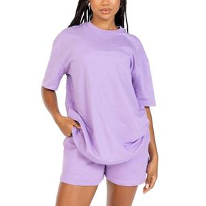 Ensemble 2 pièces décontracté d'été pour femmes, motif vintage, t-shirts et shorts confortables, 100 % coton, service OEM ODM, promotion 2026 - Product Image 1