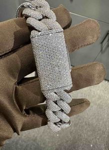 Bracelet en argent sterling 925 avec moissanite VVS, 20 mm, 8 pouces, plaqué or blanc - Product Image 3