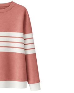 Ensemble deux pièces décontracté pour femme, pull à col rond rayé rose personnalisé et pantalon large blanc, tenue en tricot d'hiver - Product Image 4