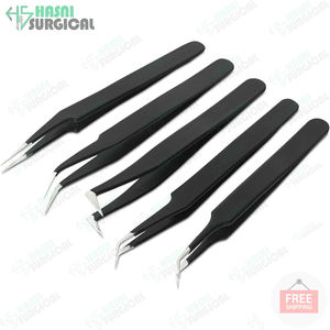 Instrumentos de belleza de Color negro, pinzas para pestañas, logotipo personalizado/pinzas de embalaje, acero inoxidable, gran oferta, aprobado por CE ISO - Product Image 4