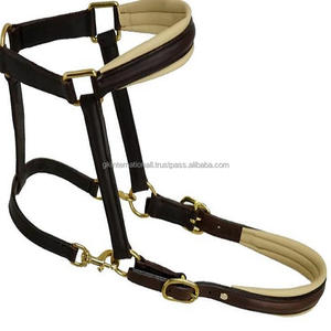 Double couche Extra confort Gris ou crème rembourré de luxe en cuir de course de chevaux licou disponible au prix de gros d'usine - Product Image 3