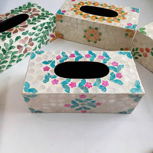 High End Quality Suitable for Table Decoration Mother of Pearl Tissue <b>Box</b> MOP MDF <b>Box</b> with Floral Shape for <b>Paper</b> <b>Storage</b> - Product Image 3