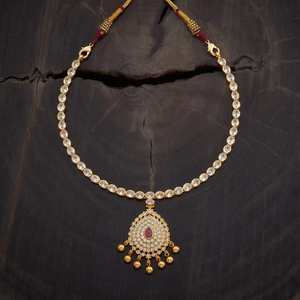 Rose Gold & Platinum Inlay Temple <b>Necklace</b> with Figaro Chain for Wedding Engagement & Gift Occasions - Product Image 2