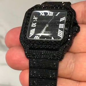 Iced Out VVS Moissanite Square Quartz Fashion Montres en or jaune | Design squelette de luxe | Testeur de diamants en gros approuvé - Product Image 6