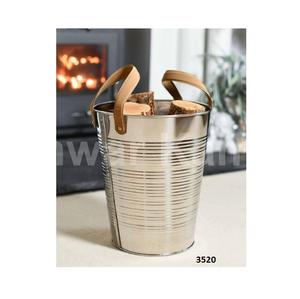 Steel & Wooden <b>Log</b> <b>Basket</b> Holder With Shiny Polished Decorative Fire Wood Storage Holder For Home Indoor Outdoor Decor - Product Image 4