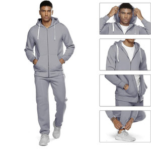 Conjunto de chándal gris clásico personalizado con capucha para hombre, complemento de armario versátil y elegante para chándales de hombre - Product Image 4