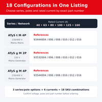 Interrupteur de transfert automatique SOCOMEC ATyS t M 4P g M 2P 4P 40-160A, double alimentation Réseau-Générateur (ATSE)