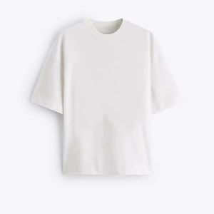 เสื้อยืดคอกลมผ้าคอตตอน100% โอเวอร์ไซส์สำหรับผู้ชายเสื้อแนวสตรีทโชว์ไหล่เสื้อเปล่าออกแบบโลโก้ได้ตามต้องการ - Product Image 4