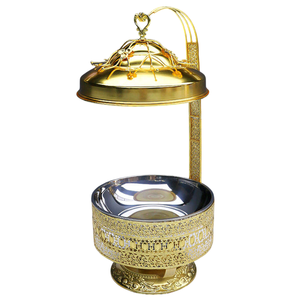 Calentador de Comida de Acero Inoxidable de Lujo con Soporte Decorativo y Tapa de Cúpula - Product Image 2