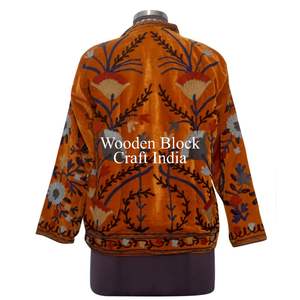 Elegant Suzani Velvet Jacket Handmade Short Embroidered <b>Coat</b> Indian Boho Floral Winter Warm Outerwear Gift For <b>women</b> - Product Image 6