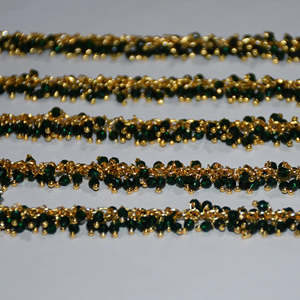 Chaîne de chapelet de perles Hydro de quartz vert enveloppé de fil plaqué or de qualité supérieure, chaîne de perles de chapelet épais pour la recherche de bijoux - Product Image 3