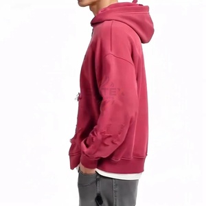 Sweat-shirts à capuche zippés en molleton délavé à l'acide personnalisés pour l'hiver, surdimensionnés, lourds, 100% coton, streetwear vintage, épaules tombantes, imprimé délavé - Product Image 6