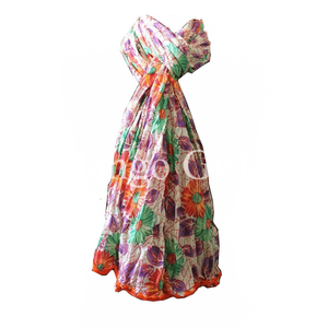 Pañuelo Dupatta de Chifón con Estampado Floral Indio, 100% Algodón, Multicolor - Product Image 4