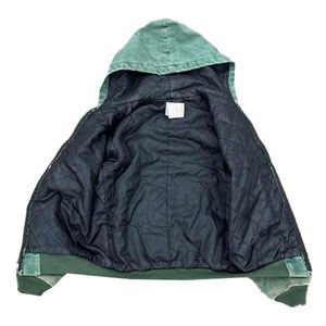 Veste de travail personnalisée en toile de canard lourd délavée avec doublure sweats à capuche zippés en coton mélangé pour hommes - Product Image 2