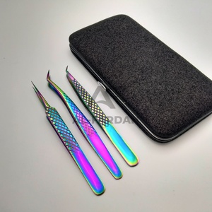 Pinzas Rectas de Aislamiento Puntiagudas de Plasma Multicolor Arcoíris para Extensión de Pestañas con Agarre de Diamante y Estuche Magnético, Logotipo Personalizado - Product Image 2