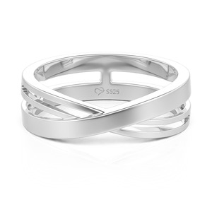 แหวนคู่รักเงินสเตอร์ลิงทรงบิดเกลียวประดับเพชรซิร์คอน - Product Image 1