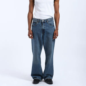 กางเกงยีนส์ขาบานสำหรับผู้ชายผ้ายีนส์ทรงหลวมผ้าฝ้าย100% มีดีไซน์ใหม่ - Product Image 3