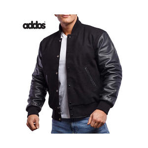 Chaqueta universitaria de béisbol de manga larga con diseño OEM para hombre, chaquetas lisas con letras en blanco y cuello levantado personalizadas al por mayor - Product Image 4