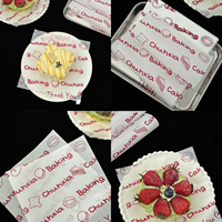 Feuilles de papier sulfurisé prédécoupées personnalisées avec logo imprimé, respirantes, de qualité alimentaire, résistantes à la graisse, pour pâtisseries, desserts et cafés
