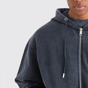Top Trending Custom Hoodies Zip up 2025 Nuevas llegadas Acid Wash Zip up Hoodie Hombres Oversized 450Gsm Zip up Hoodies - Product Image 4