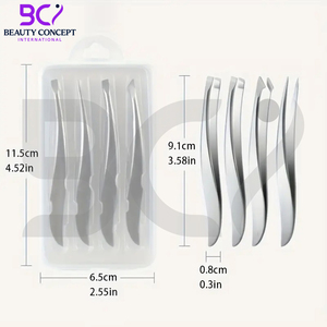 Slanted Tweezers Set Stainless Steel Durable Eyebrow & Beard Grooming Kit with Case Cosmetic <b>Tools</b> for Eyebrow Trimming & <b>Makeup</b> - Product Image 5