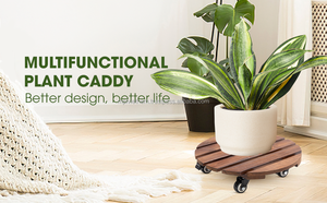 Fábrica de Vietnam, carrito de madera de acacia maciza esmaltada, macetas de flores de 40 cm de diámetro, cuatro ruedas, macetas de madera superior, uso del suelo del centro comercial - Product Image 5