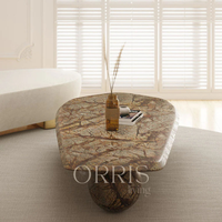 Table basse moderne au design unique, couleur personnalisée, plateau en marbre 100% naturel, taille personnalisée, ORRIS LIVING, meubles de luxe pour la maison