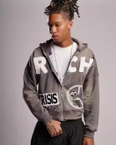 Sweats à capuche zippés Street Wear Sweats à capuche Boxy lourds pour hommes Sweat à capuche imprimé personnalisé avec étiquette personnalisée Fabricant - Product Image 1