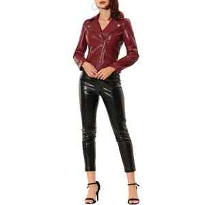 เสื้อแจ็คเก็ตหนังผู้หญิง สไตล์ลำลองสำหรับใส่ทำงาน แฟชั่นเสื้อนอกที่เป็นมิตรกับสิ่งแวดล้อม เสื้อโค้ทสไตล์ไบค์เกอร์ - Product Image 2
