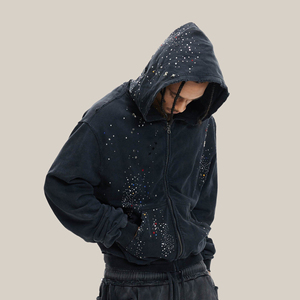 OEM ODM ropa de calle piedra desgastada doble cremallera Sudadera con capucha de calidad superior cómoda y elegante para el precio de fábrica - Product Image 3