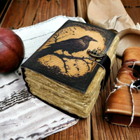 En gros Vintage Relié En Cuir Journal Corbeau Noir Oiseau Design Antique Décalage Bord Papier Sort Livre Ombres Grimoire En Vrac