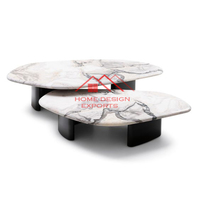 Ensemble de 2 tables basses artisanales en marbre, mobilier de décoration intérieure très vendu