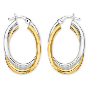 Orecchini a Cerchio Bicolore Design Moderno Gioielli di Moda Quotidiana per Donne - Product Image 3