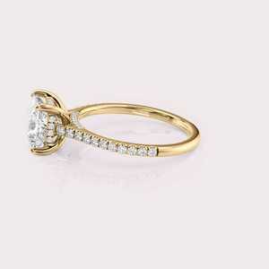 Anillo de Compromiso con Diamante Cultivado en Laboratorio, Corte Princesa, Certificado por IGI, Oro Blanco/Rosa y Amarillo de 9K, Anillo de Novia con Diamantes Pavé - Product Image 3