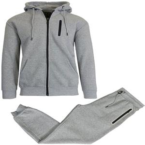 Sudadera con capucha y pantalones de chándal con forro polar para hombre, conjunto de ropa activa con logotipo personalizado al por mayor - Product Image 1