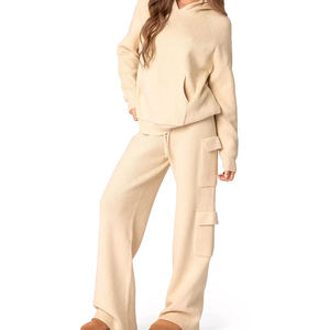 Ensemble de détente en coton pour femmes, coupe décontractée, deux pièces, tenue de voyage et de maison - Product Image 2