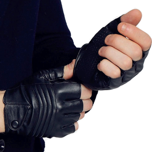 Top Vente Long Keeper Unisexe En Cuir PU Conduite Noir Moto Gants Demi Doigt Moto Sport Plaine Voyage En Plein Air - Product Image 2