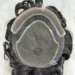 Sistema de cabello de tupé frontal de encaje francés para hombres, reemplazo de cabello Remy indio, estilos de onda corporal de onda profunda, diseño izquierdo, densidad 100% - Product Image 3