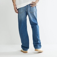 Nouveauté - Jeans droits pour homme en coton 100% - Tricoté - Teinture par immersion - Respirant - Séchage rapide - Confortable - Écologique - Imprimé - Automne/Hiver