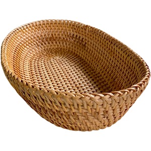 Panier à pain rond en rotin naturel tissé à la main, côtés hauts, fait main, écologique, paniers de rangement modernes multifonctionnels, fabriqué au Vietnam - Product Image 1