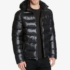 OEM personnalisé hommes hiver chaud respirant extérieur bulle veste décontracté fermeture éclair col montant brillant bouffant toile tissu - Product Image 1