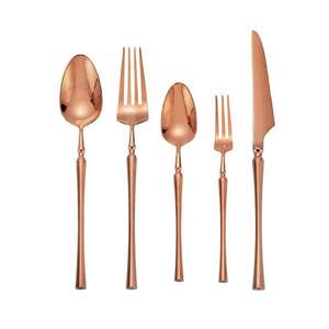 ชุดเครื่องใช้บนโต๊ะอาหารสแตนเลส5ชิ้นสไตล์อเมริกันพร้อมด้ามจับสีโรสโกลด์ที่เรียบเป็นมิตรกับสิ่งแวดล้อม - Product Image 1