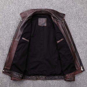 Veste en cuir unisexe style vintage d'hiver, très vendue, respirante, anti-rides, confortable à porter, haute qualité, 100% cuir véritable, devant - Product Image 6
