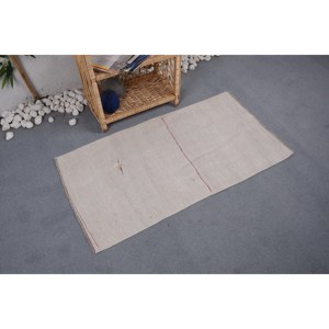 Tapis Patchwork en Laine Beige Classique Moderne 2 X 3.8ft Rectangle Fait Main pour Chambre Salon ou Couloir Dos en Latex - Product Image 3