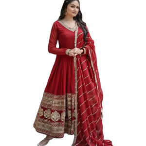 Vestido Anarkali de trabajo de secuencia de bordado de Georgette de imitación de diseñador más reciente de Fab Zone - Product Image 1