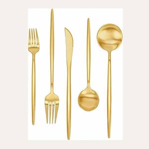 Vente en gros de couverts modernes, ensemble de couverts en acier inoxydable plaqué or pour le dîner des restaurants de luxe - Product Image 3