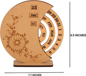 ปฏิทินไม้8.5นิ้วของตกแต่งบ้านและสำนักงานแบบโบราณปฏิทินตั้งโต๊ะไม้ถาวร - Product Image 4